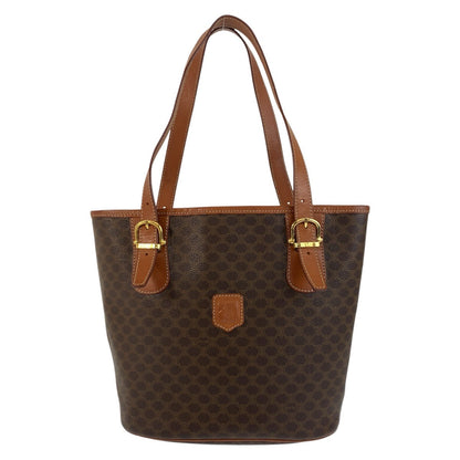 CELINE Tote Bag MC96 PVC, Leather Brown Gold Metal Tote Bag Shoulder Bag Macadam Women Used Authentic