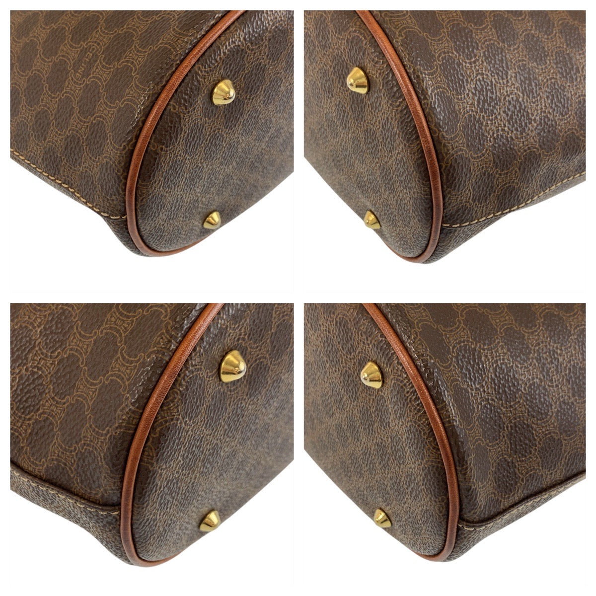 CELINE Tote Bag MC96 PVC, Leather Brown Gold Metal Tote Bag Shoulder Bag Macadam Women Used Authentic