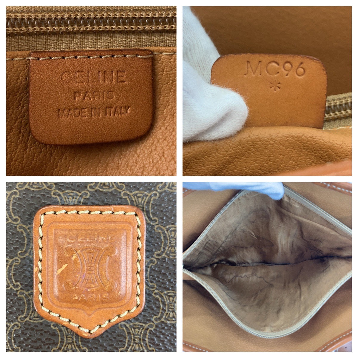 CELINE Tote Bag MC96 PVC, Leather Brown Gold Metal Tote Bag Shoulder Bag Macadam Women Used Authentic