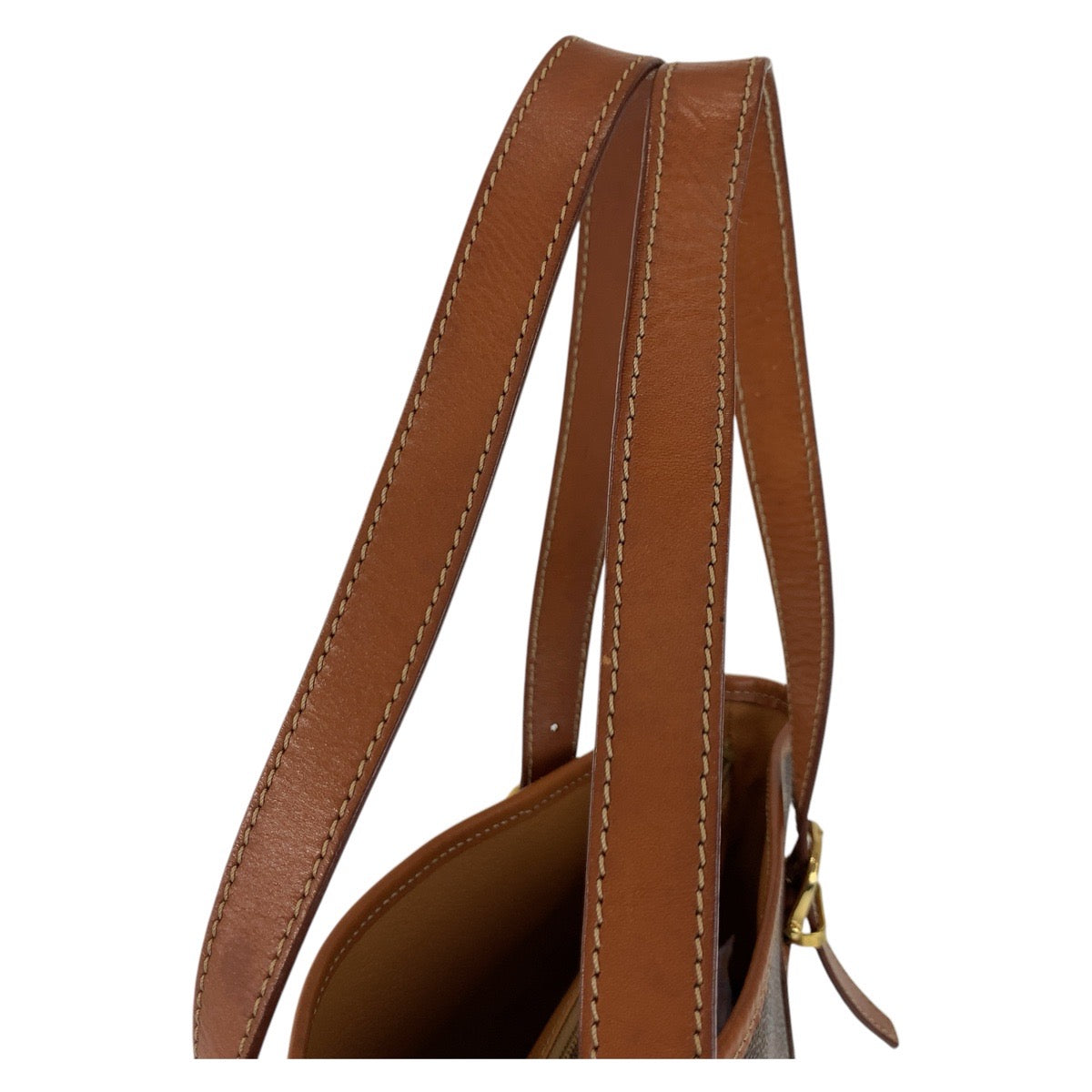 CELINE Tote Bag MC96 PVC, Leather Brown Gold Metal Tote Bag Shoulder Bag Macadam Women Used Authentic