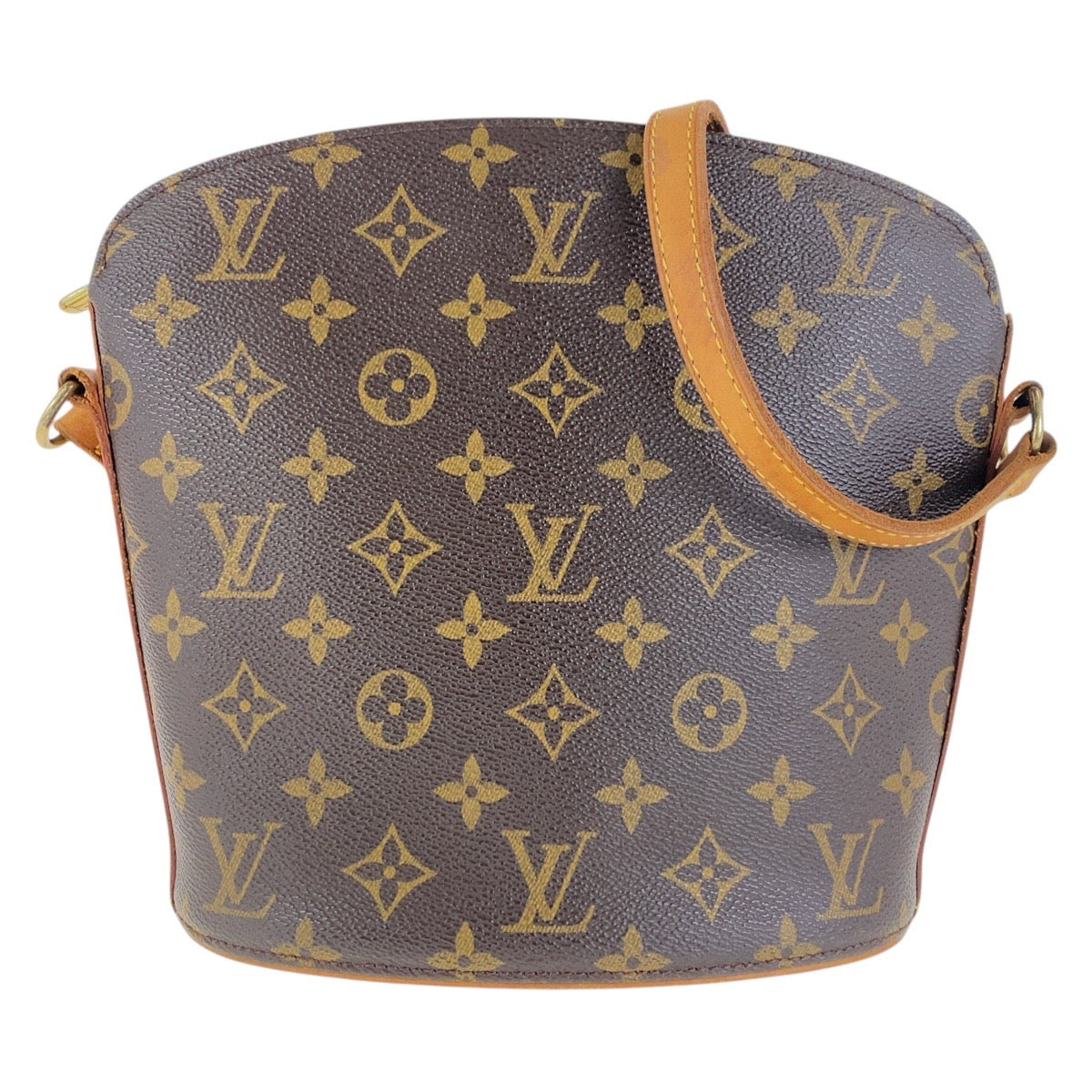 LOUIS VUITTON Shoulder Bag M51290 PVC Brown Gold Metal Crossbody Shoulder Bag Monogram Drouot Women Used Authentic