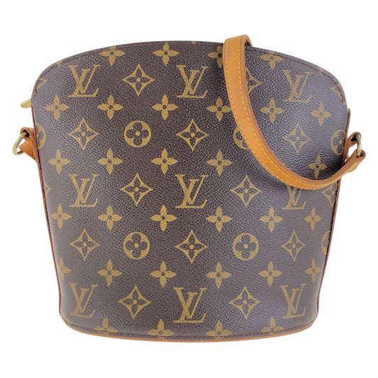LOUIS VUITTON Shoulder Bag M51290 PVC Brown Gold Metal Crossbody Shoulder Bag Monogram Drouot Women Used Authentic