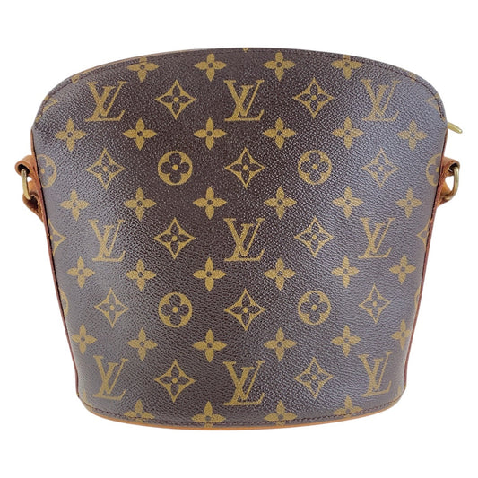 LOUIS VUITTON Shoulder Bag M51290 PVC Brown Gold Metal Crossbody Shoulder Bag Monogram Drouot Women Used Authentic