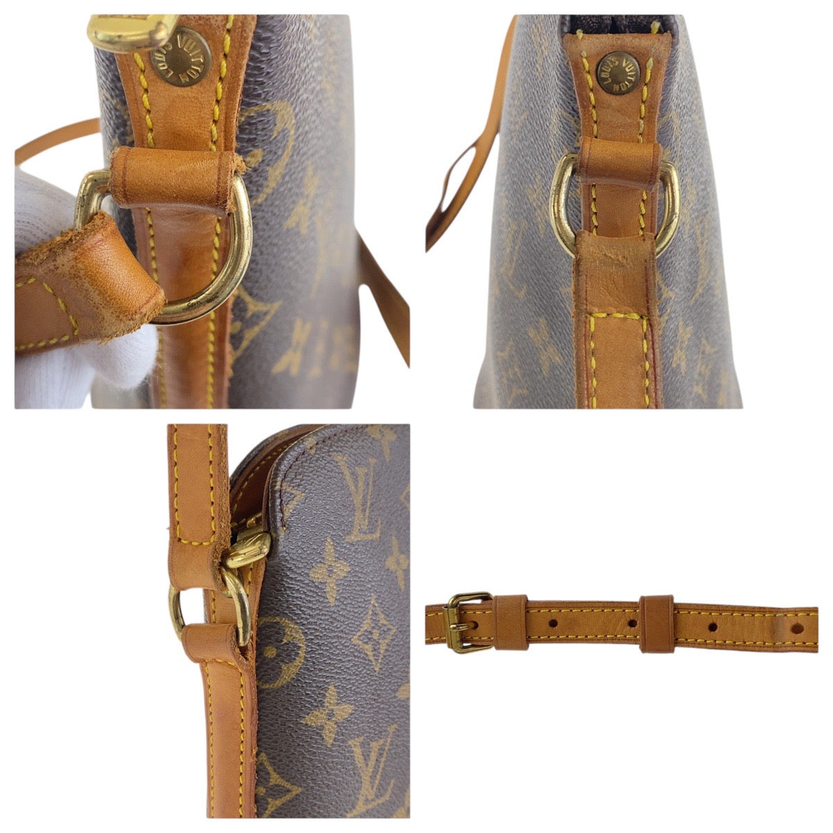 LOUIS VUITTON Shoulder Bag M51290 PVC Brown Gold Metal Crossbody Shoulder Bag Monogram Drouot Women Used Authentic