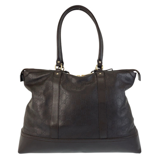 GUCCI Tote Bag 327793 leather Brown Gold Metal Tote Bag Shoulder Bag Guccisima Women Used Authentic