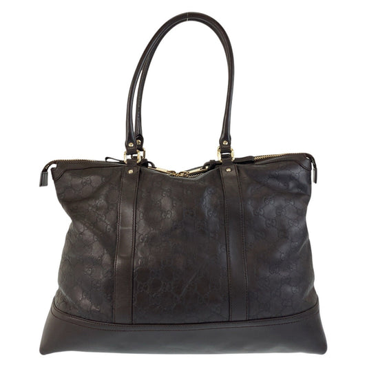 GUCCI Tote Bag 327793 leather Brown Gold Metal Tote Bag Shoulder Bag Guccisima Women Used Authentic