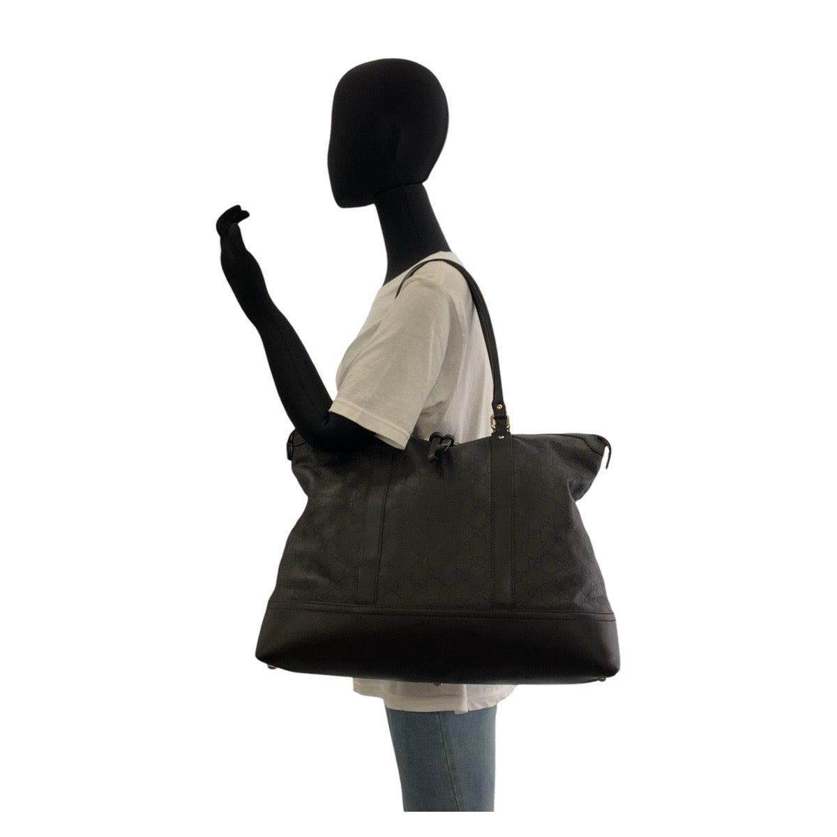 GUCCI Tote Bag 327793 leather Brown Gold Metal Tote Bag Shoulder Bag Guccisima Women Used Authentic