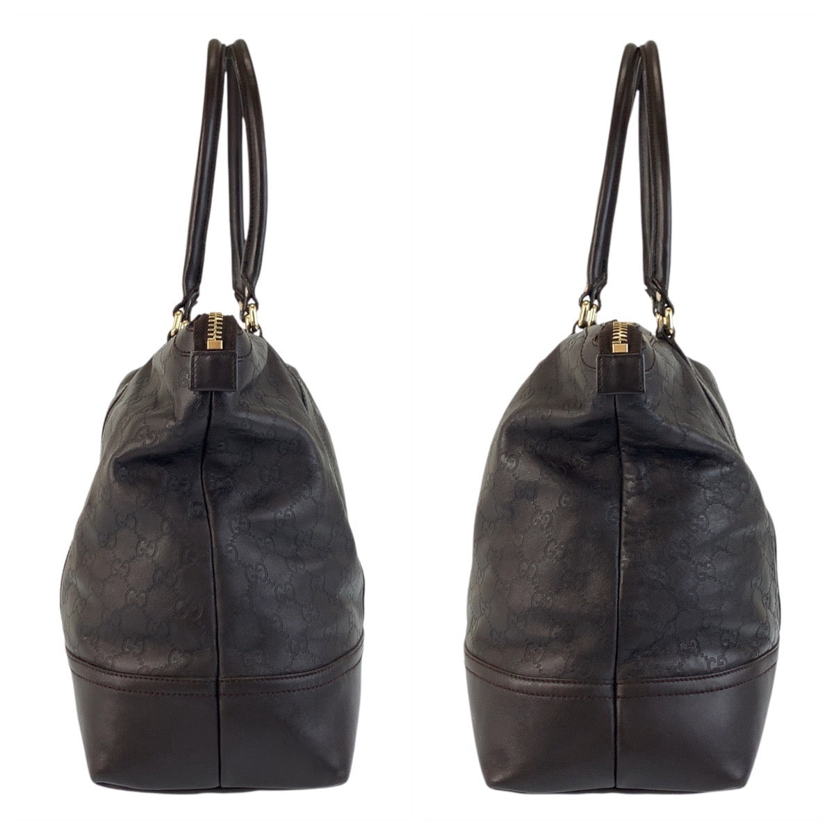GUCCI Tote Bag 327793 leather Brown Gold Metal Tote Bag Shoulder Bag Guccisima Women Used Authentic
