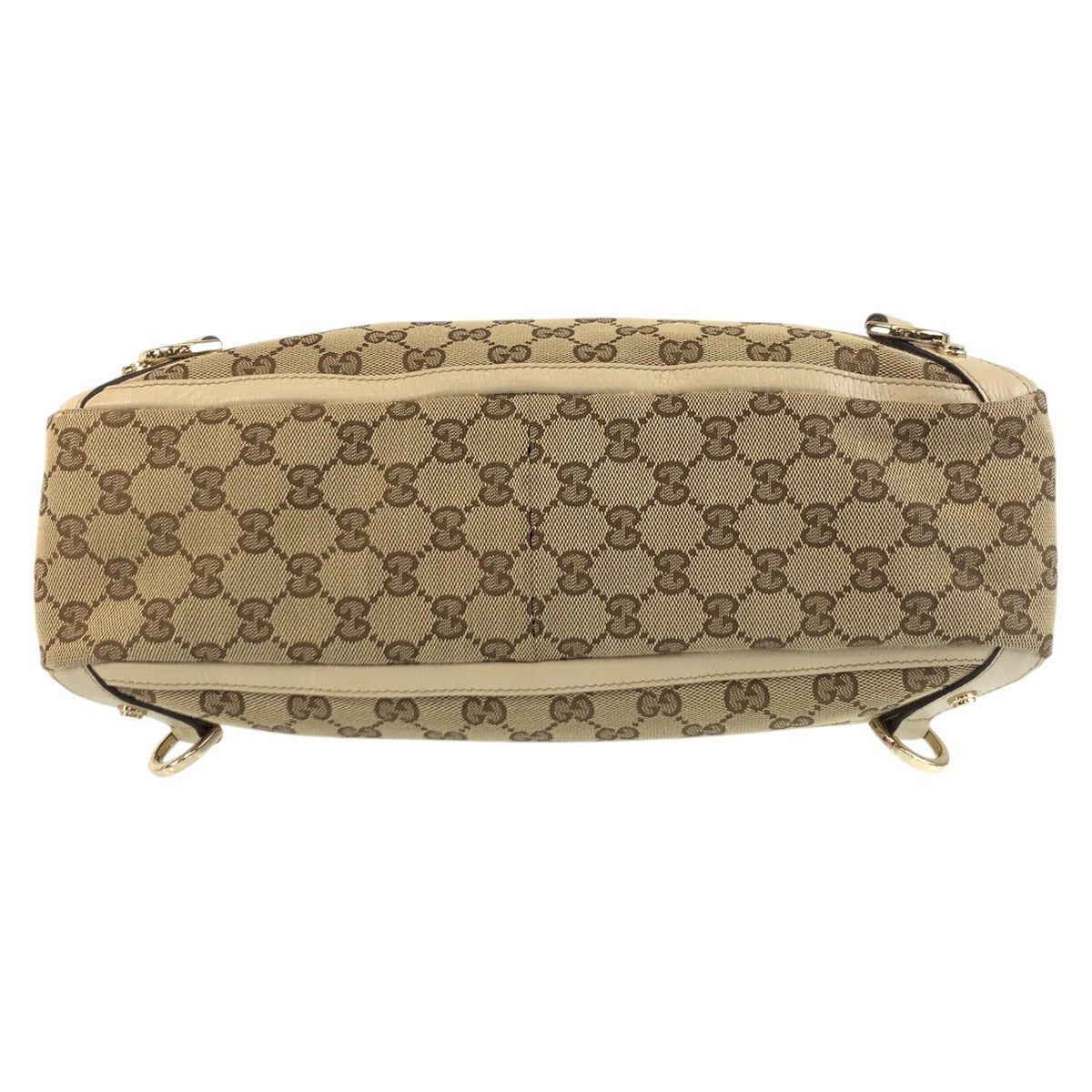 GUCCI Tote Bag 170004 GG canvas, leather Beige Gold Metal Tote Bag Shoulder Bag Women Used Authentic