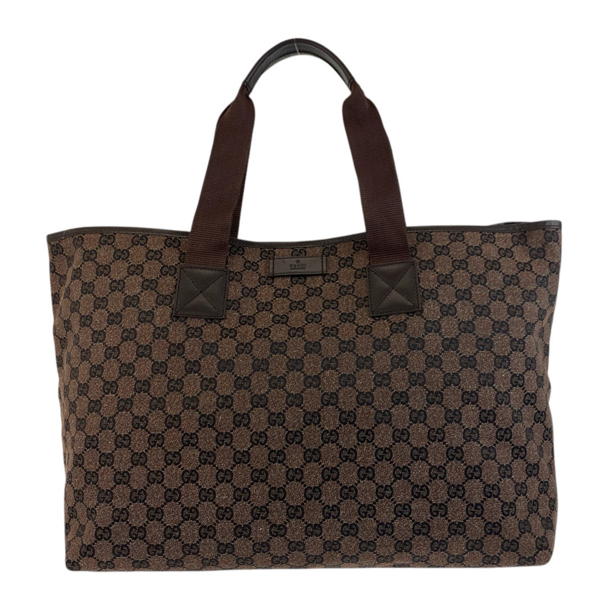 GUCCI Tote Bag 267474 GG canvas Brown Silver Metal Tote Bag Shoulder Bag Unisex mens Used Authentic