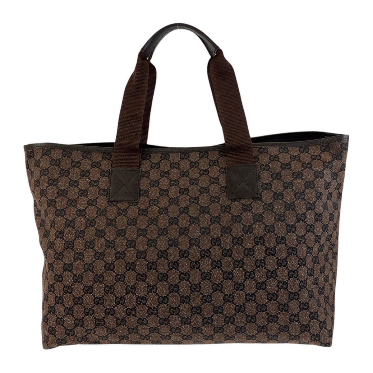GUCCI Tote Bag 267474 GG canvas Brown Silver Metal Tote Bag Shoulder Bag Unisex mens Used Authentic