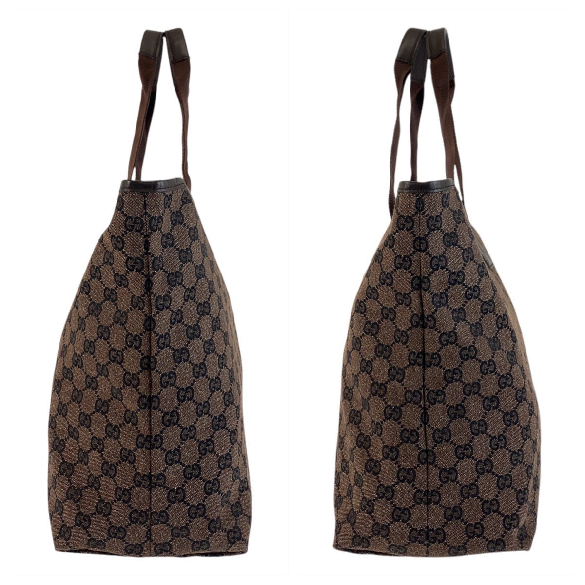 GUCCI Tote Bag 267474 GG canvas Brown Silver Metal Tote Bag Shoulder Bag Unisex mens Used Authentic