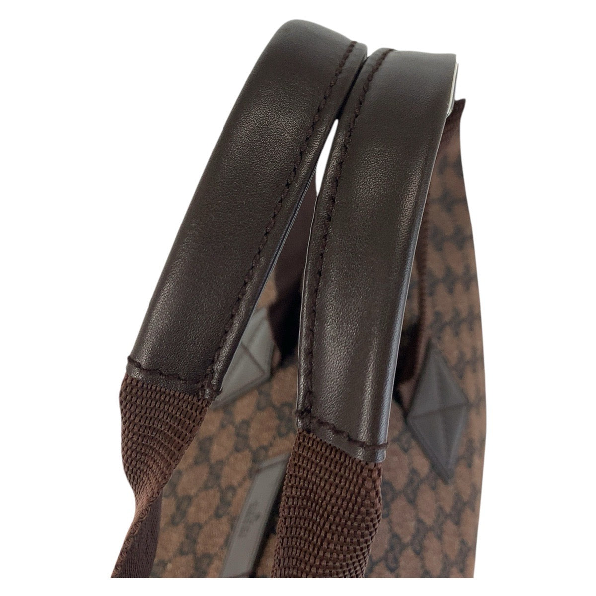 GUCCI Tote Bag 267474 GG canvas Brown Silver Metal Tote Bag Shoulder Bag Unisex mens Used Authentic