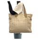 CHANEL Tote Bag Canvas, Leather Beige SilverMetal Tote Bag Shoulder Bag New travel line Women Used Authentic