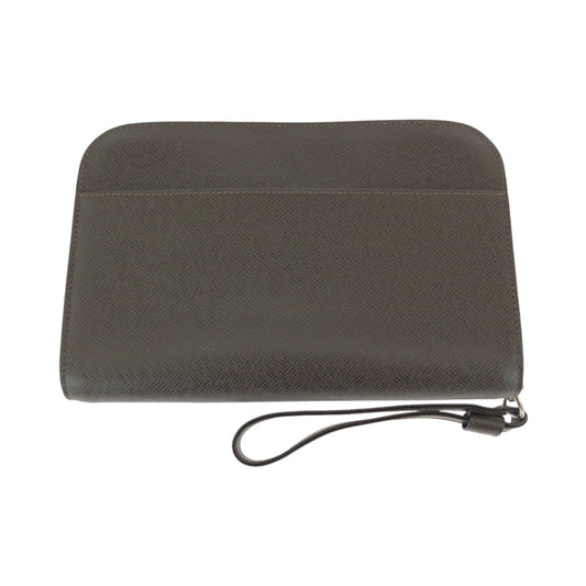 LOUIS VUITTON business bag M30188 Taiga Brown Silver Metal business bag clutch bag Taiga Baikal mens Used Authentic