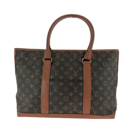 LOUIS VUITTON Tote Bag M42425 PVC Brown Gold Metal Tote Bag Shoulder Bag Monogram suck weekend mens Used Authentic