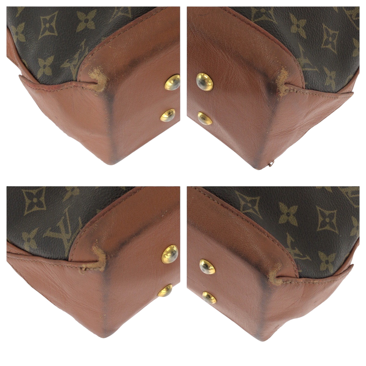 LOUIS VUITTON Tote Bag M42425 PVC Brown Gold Metal Tote Bag Shoulder Bag Monogram suck weekend mens Used Authentic