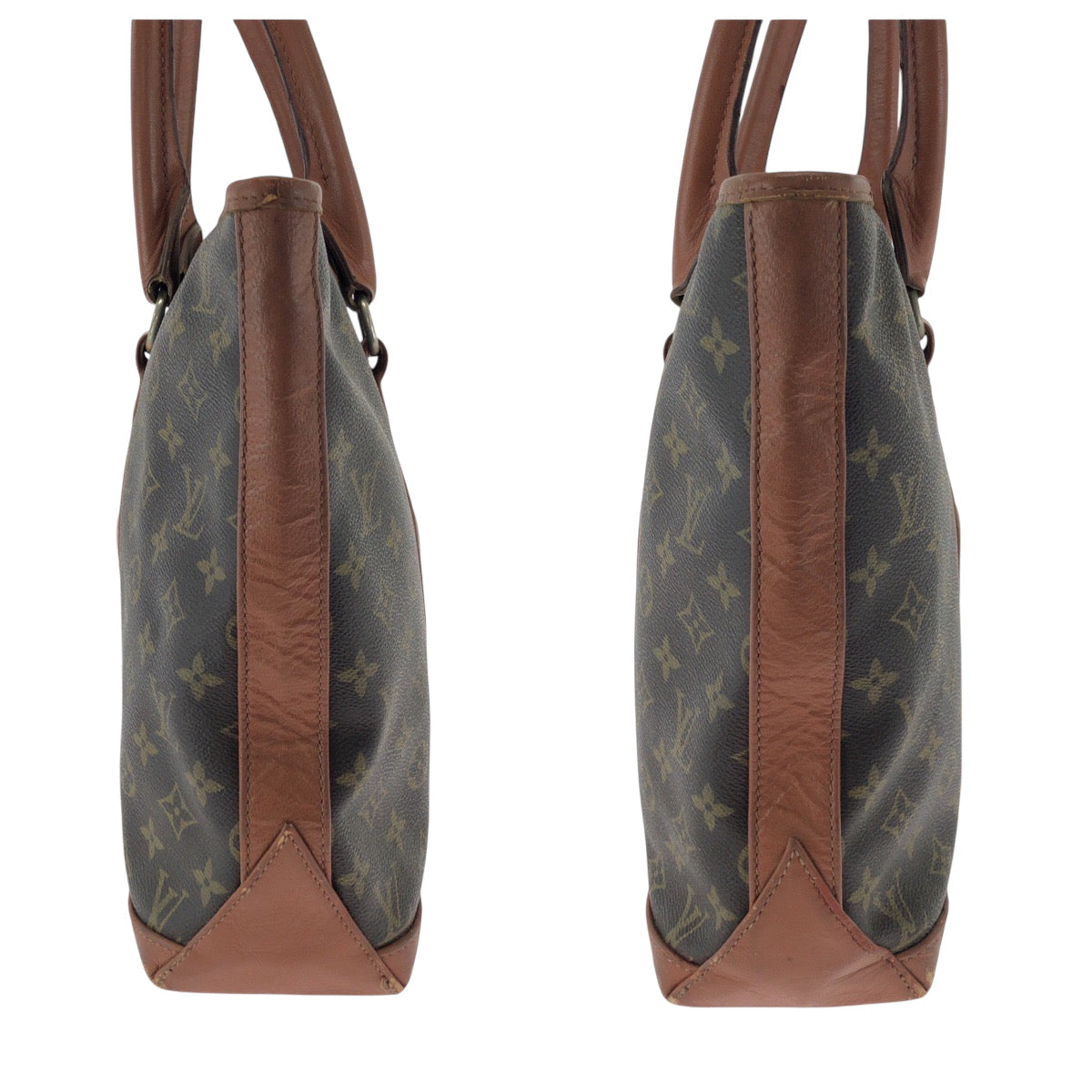 LOUIS VUITTON Tote Bag M42425 PVC Brown Gold Metal Tote Bag Shoulder Bag Monogram suck weekend mens Used Authentic
