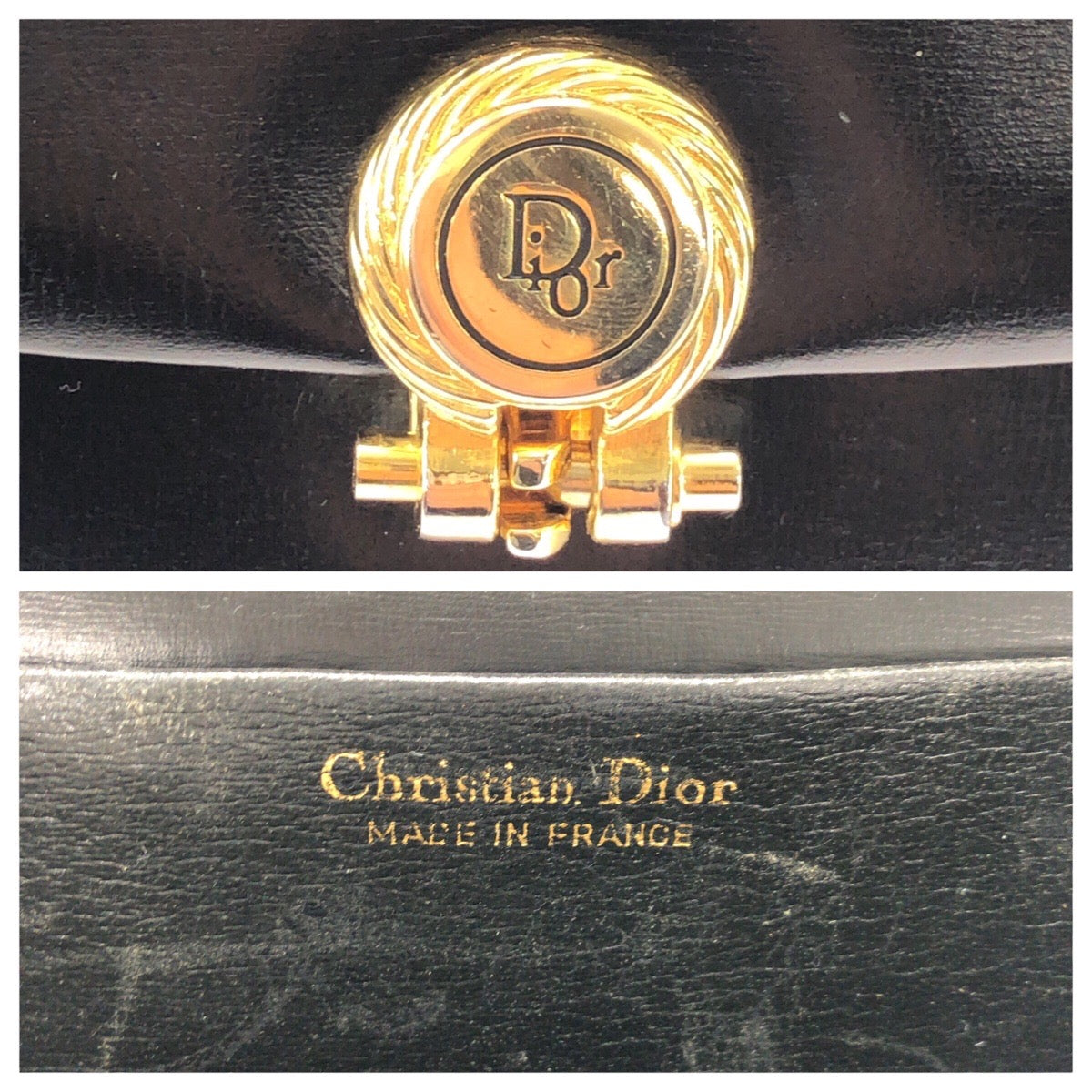Dior Shoulder Bag leather Black GoldMetal Shoulder Bag Clutch Bag Women Used Authentic