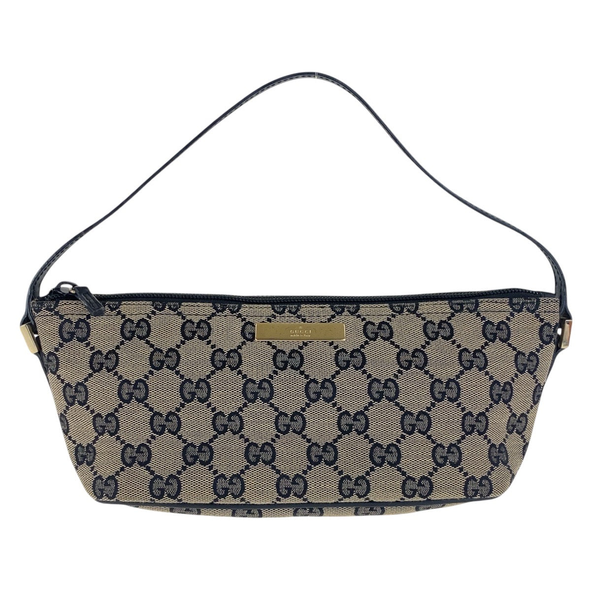 GUCCI Handbag 039 1103 GG canvas, leather Black Gold Metal Handbag accessory pouch Women Used Authentic