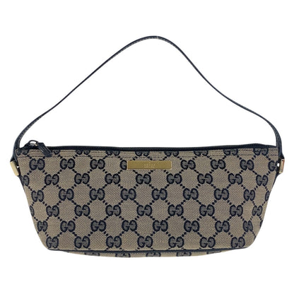 GUCCI Handbag 039 1103 GG canvas, leather Black Gold Metal Handbag accessory pouch Women Used Authentic