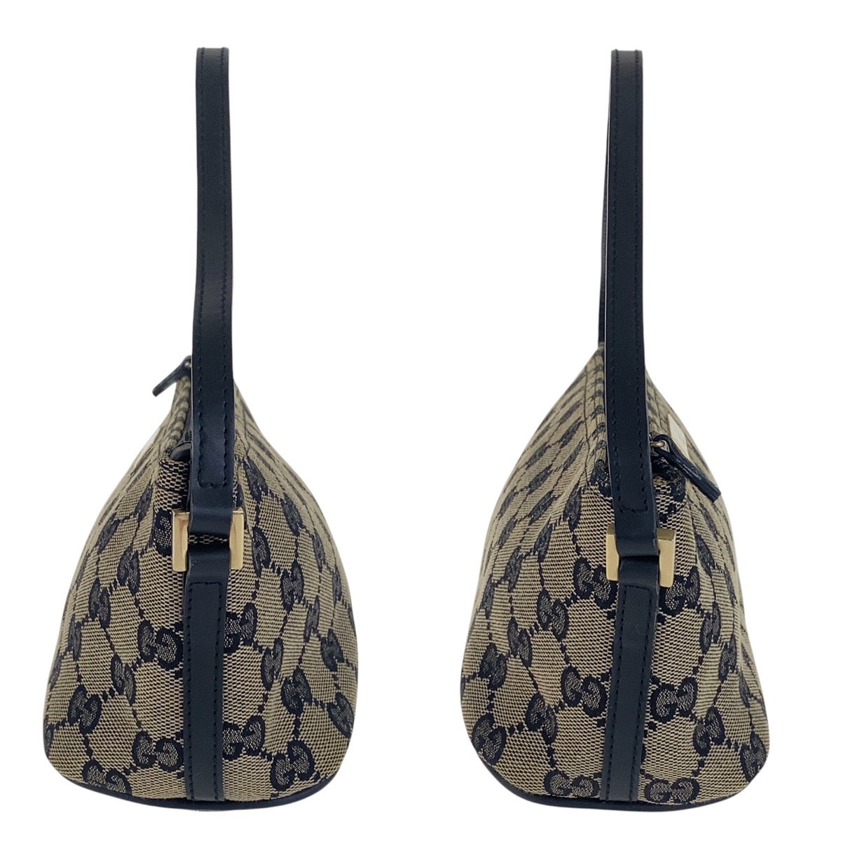 GUCCI Handbag 039 1103 GG canvas, leather Black Gold Metal Handbag accessory pouch Women Used Authentic