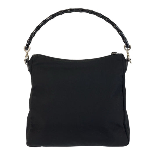 GUCCI Handbag 000 0509 Nylon, Bamboo Black SilverMetal Bamboo Women Used Authentic
