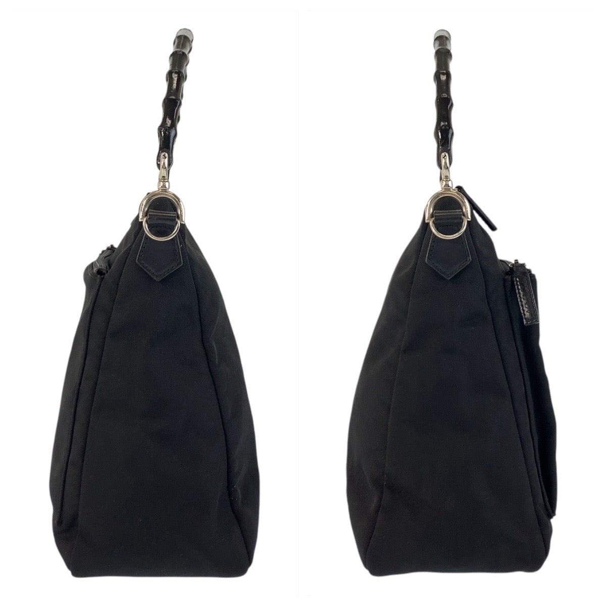 GUCCI Handbag 000 0509 Nylon, Bamboo Black SilverMetal Bamboo Women Used Authentic