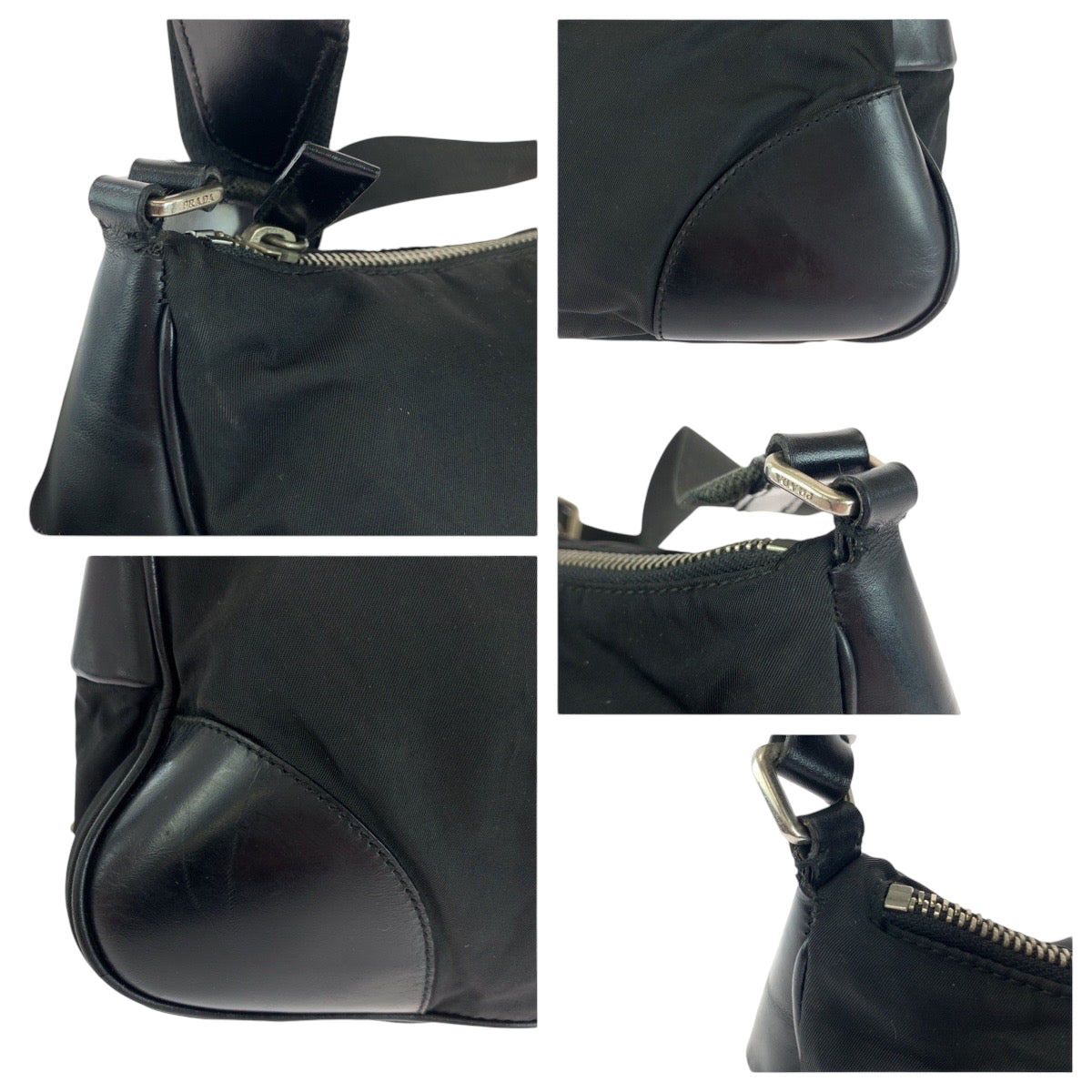 PRADA Shoulder Bag BR0449 Nylon Black SilverMetal One Shoulder Bag Handbag Test Triangle With logo Women Used Authentic