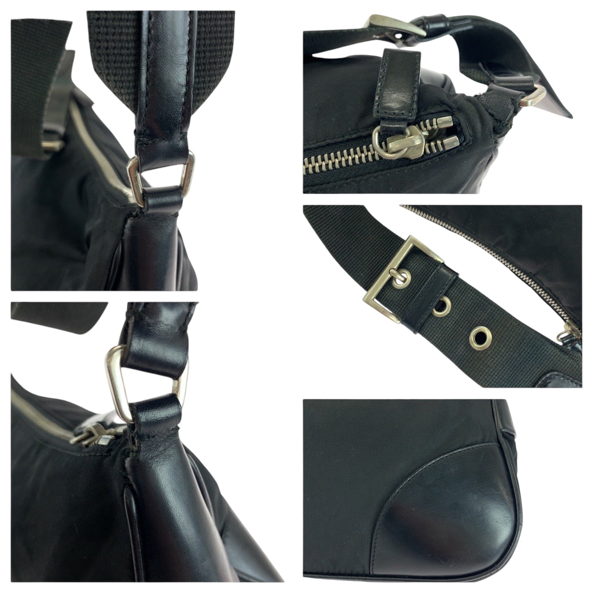 PRADA Shoulder Bag BR0449 Nylon Black SilverMetal One Shoulder Bag Handbag Test Triangle With logo Women Used Authentic