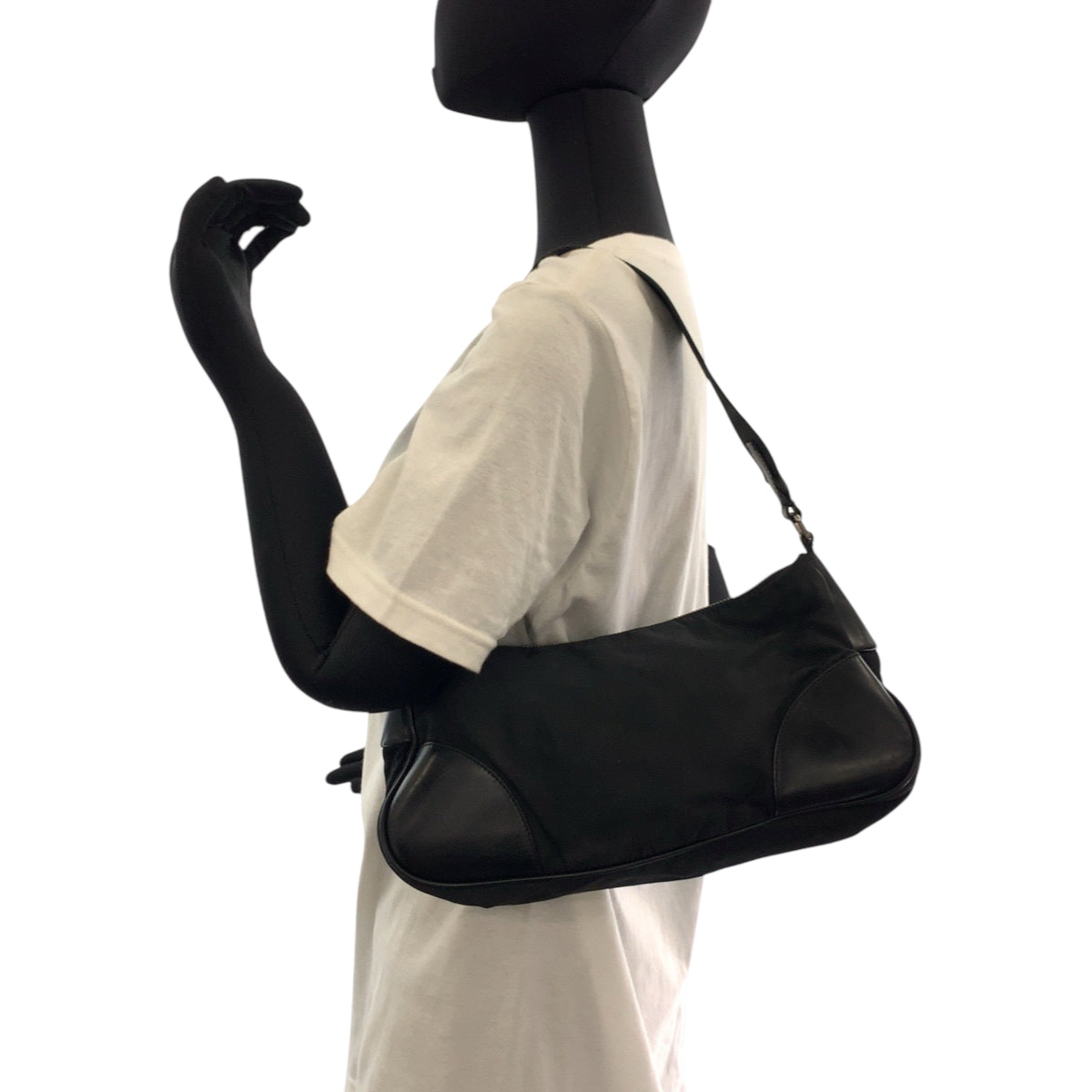 PRADA Shoulder Bag BR0449 Nylon Black SilverMetal One Shoulder Bag Handbag Test Triangle With logo Women Used Authentic