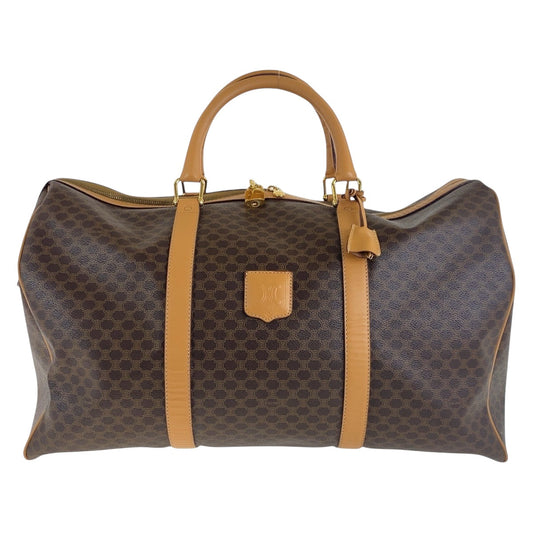 CELINE Boston Duffel bag PVC Brown Gold Metal Macadam Women Used Authentic