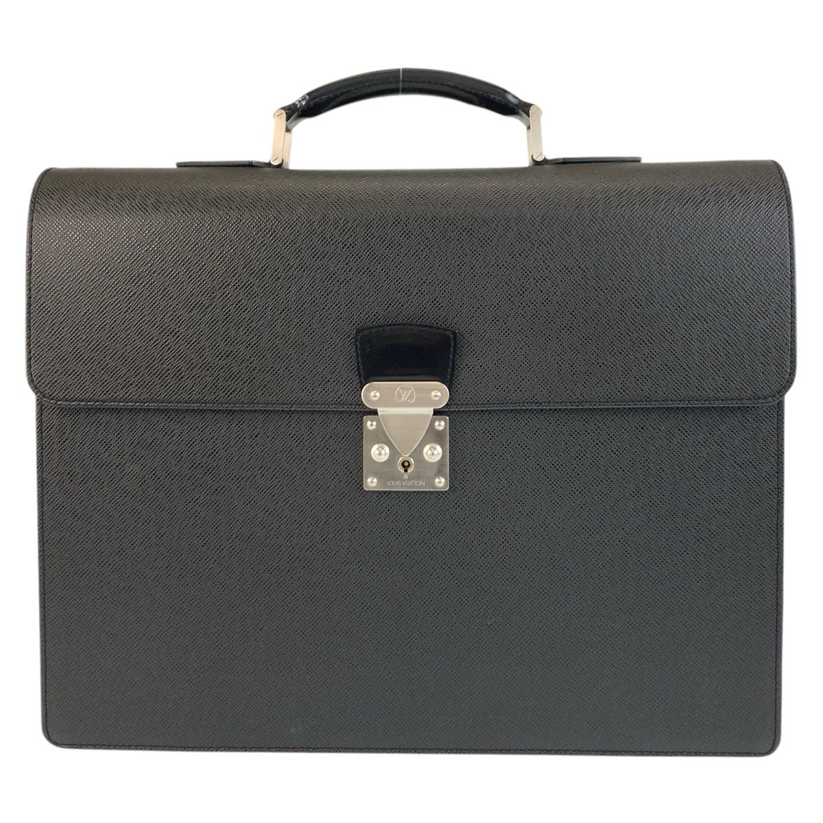 LOUIS VUITTON Business bag M30032 leather Ardoise Black SilverMetal Business bag briefcase Taiga Moscova mens Used Authentic