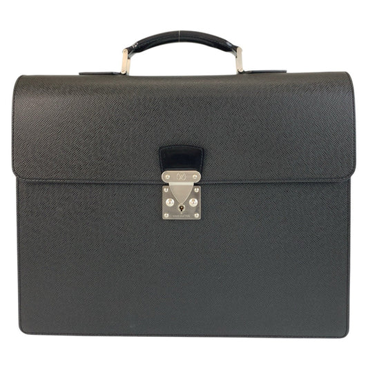 LOUIS VUITTON Business bag M30032 leather Ardoise Black SilverMetal Business bag briefcase Taiga Moscova mens Used Authentic