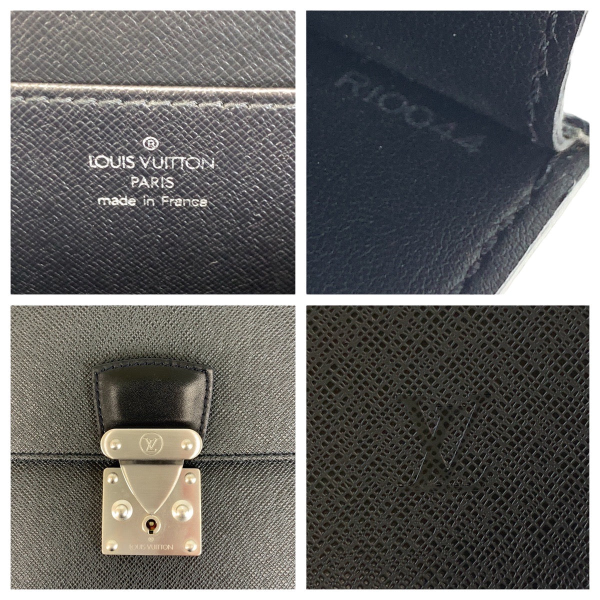 LOUIS VUITTON Business bag M30032 leather Ardoise Black SilverMetal Business bag briefcase Taiga Moscova mens Used Authentic