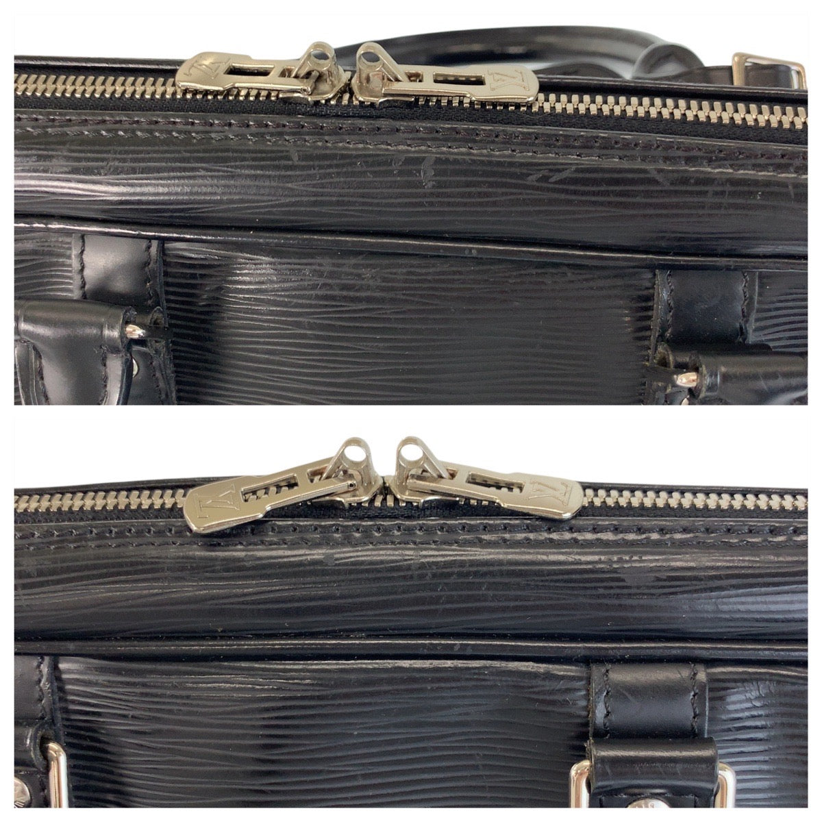 LOUIS VUITTON Business bag M59162 leather Noir Black SilverMetal Business bag briefcase Epi Porte Documan Voyagej mens Used Authentic