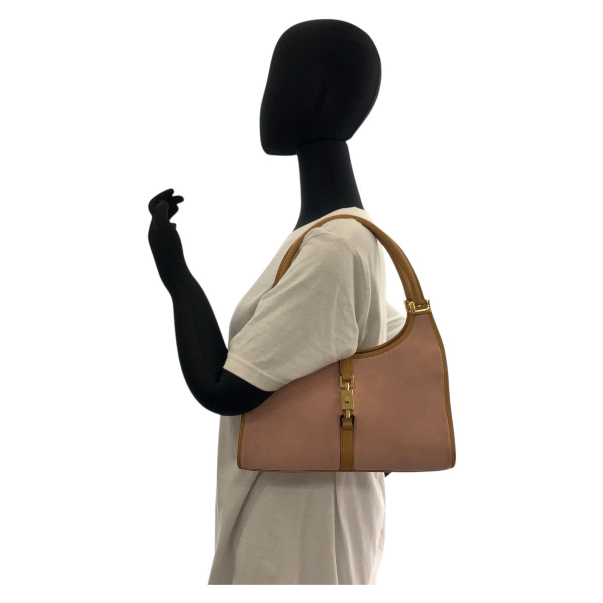GUCCI Shoulder Bag 002 1068 Suede, Leather Pink Gold Metal Shoulder Bag handbag Jackie Women Used Authentic