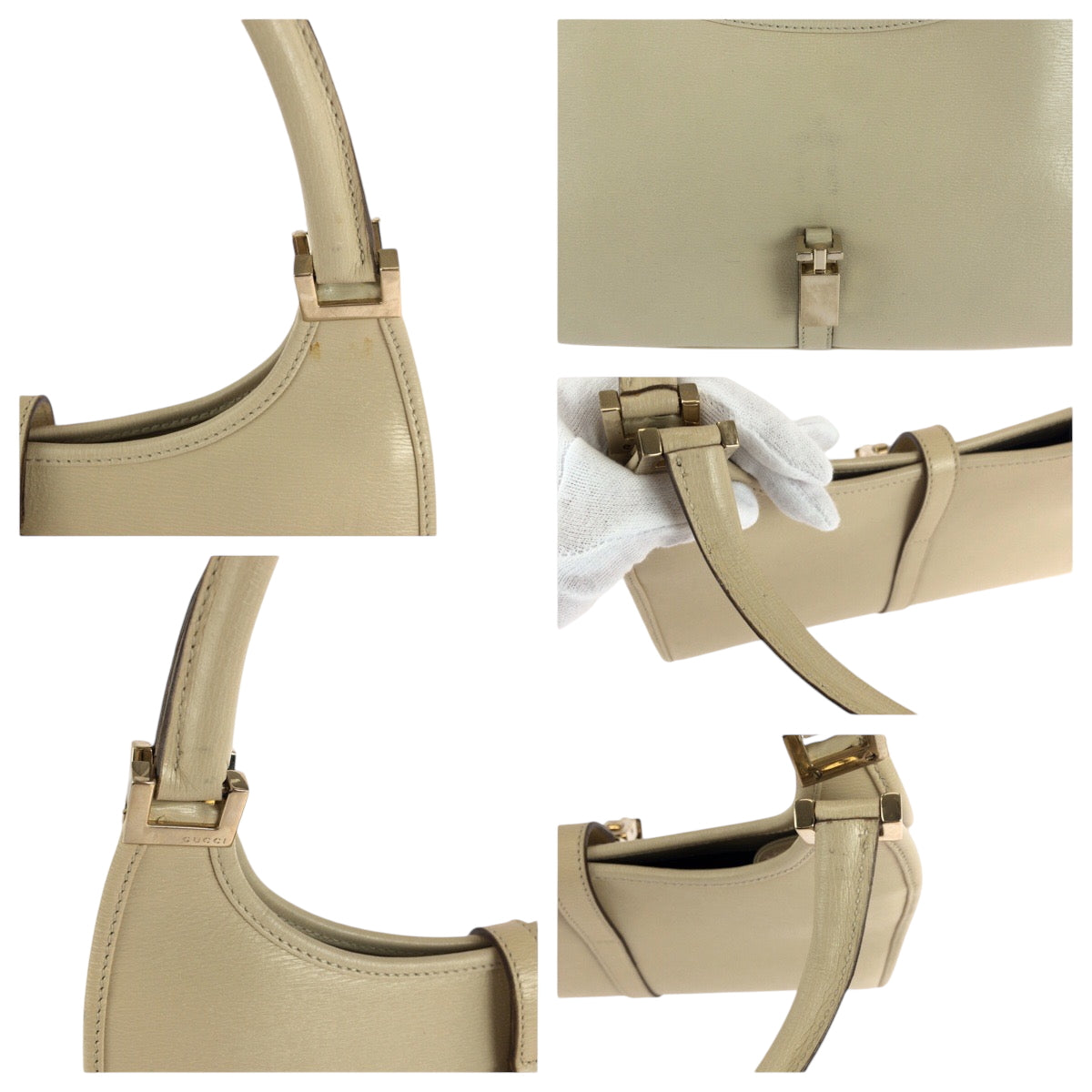 GUCCI Shoulder Bag 002 1068 leather Ivory Gold Metal One Shoulder Bag Handbag Jackie Women Used Authentic