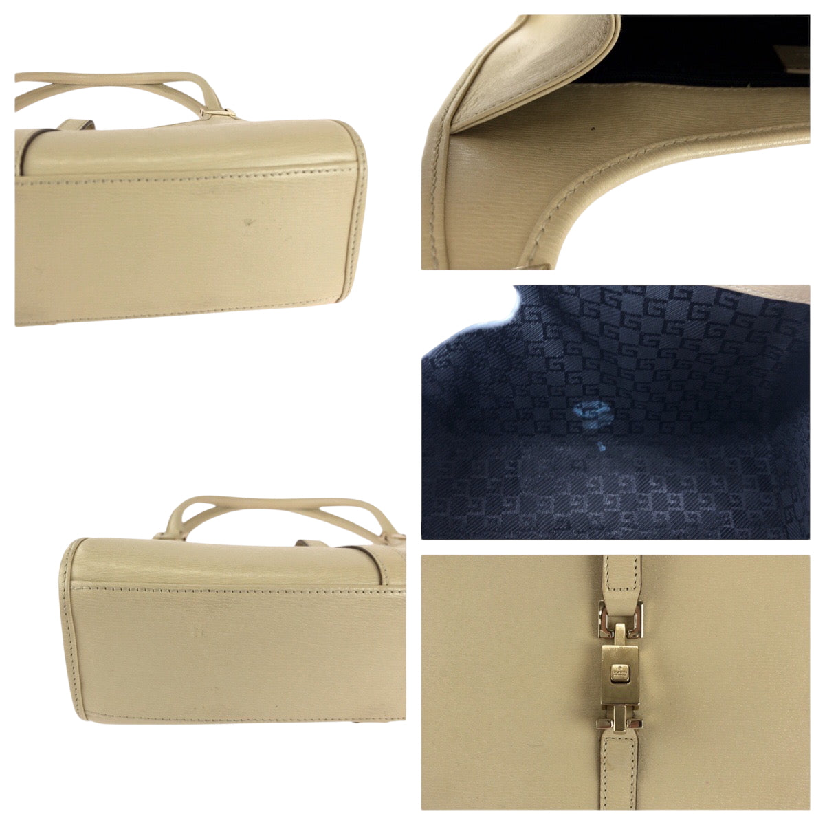 GUCCI Shoulder Bag 002 1068 leather Ivory Gold Metal One Shoulder Bag Handbag Jackie Women Used Authentic