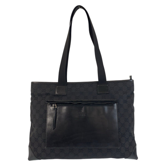 GUCCI Tote Bag 34339 GG canvas, leather Black black Tote Bag Shoulder Bag Women Used Authentic