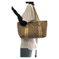 GUCCI Tote Bag 137396 GG canvas, leather Brown White Gold Metal Tote Bag Shoulder Bag Sherry line Women Used Authentic