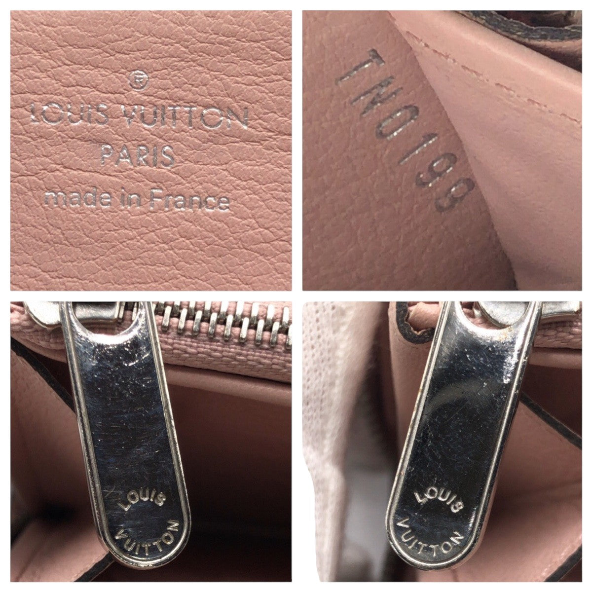 LOUIS VUITTON Long Wallet Purse M61868 leather Pink magnolia Long Wallet Purse Monogram Mahina Zippy Wallet Women Used Authentic