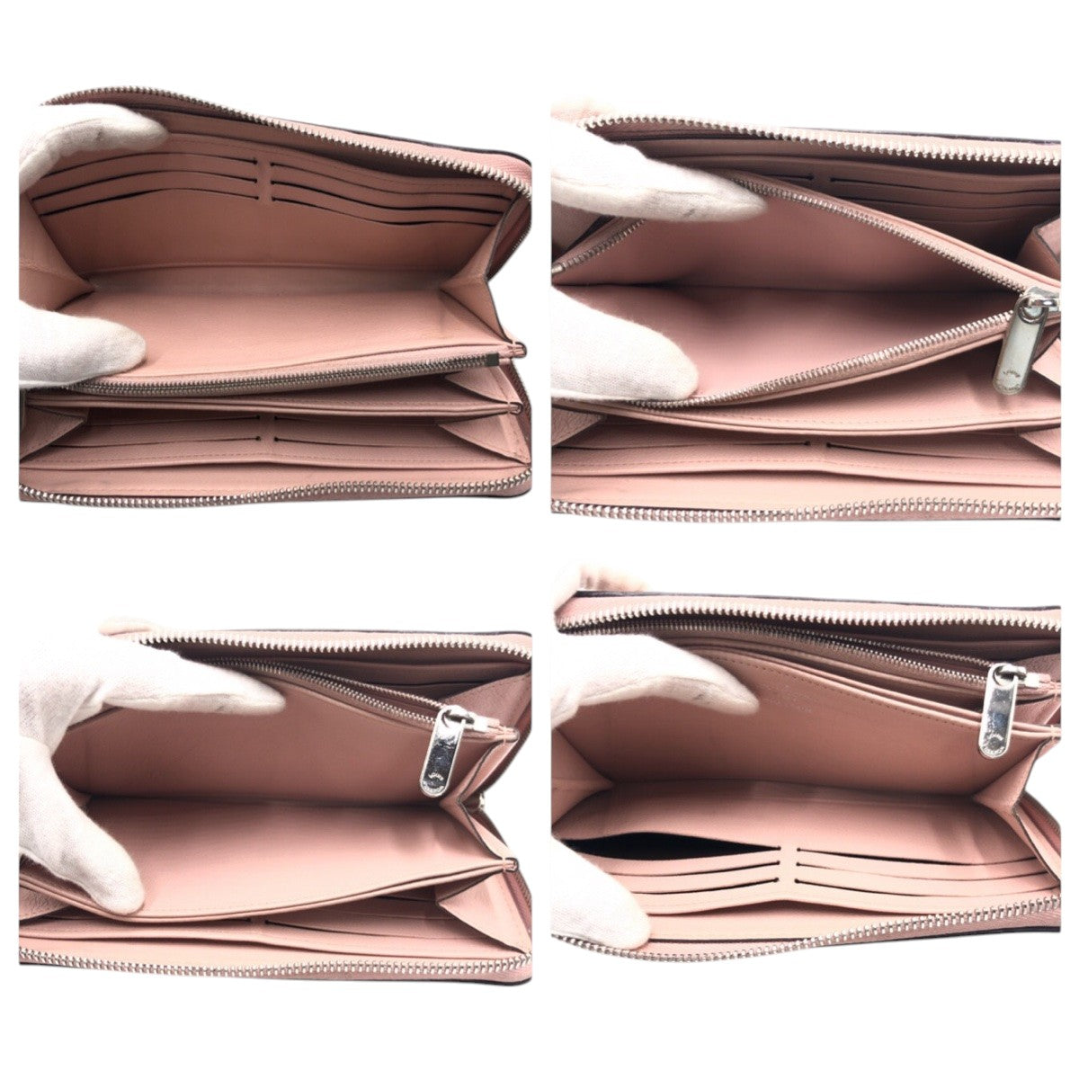 LOUIS VUITTON Long Wallet Purse M61868 leather Pink magnolia Long Wallet Purse Monogram Mahina Zippy Wallet Women Used Authentic