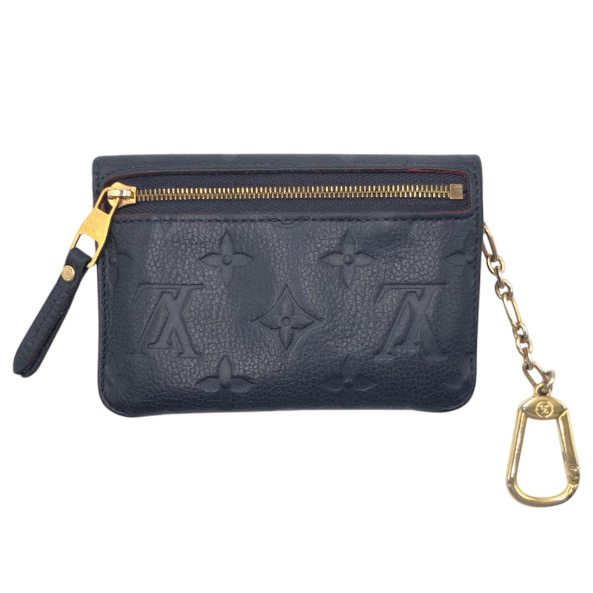 LOUIS VUITTON Coin case M62017 leather Navy Gold Metal Coin case Card Case Unisex Monogram Ann Platt Pochette Cle Marine Rouge Women(Unisex) Used Authentic
