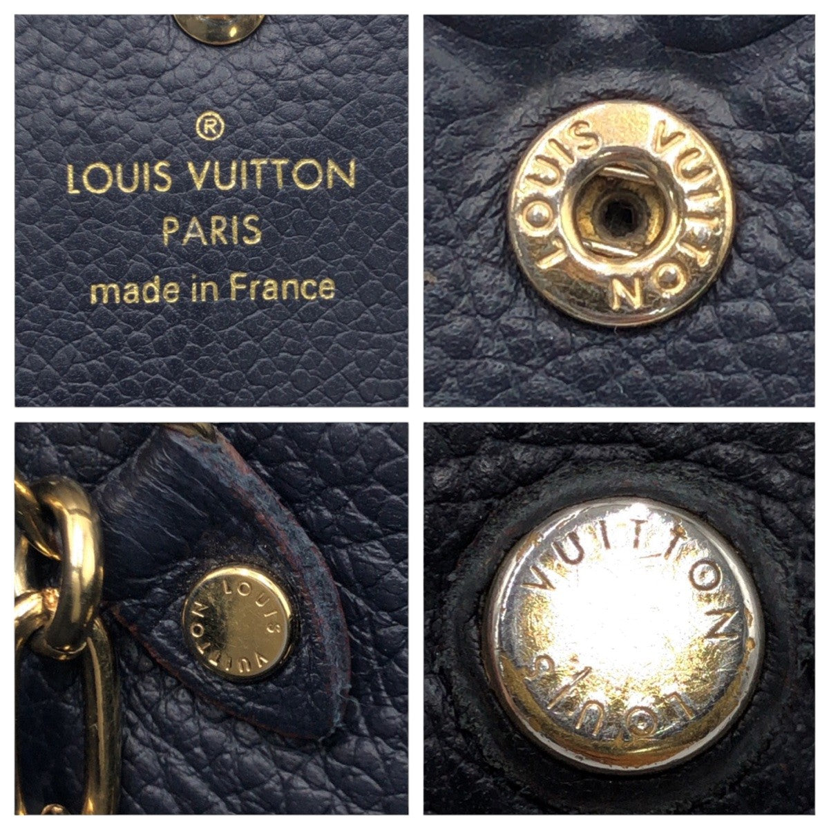 LOUIS VUITTON Coin case M62017 leather Navy Gold Metal Coin case Card Case Unisex Monogram Ann Platt Pochette Cle Marine Rouge Women(Unisex) Used Authentic