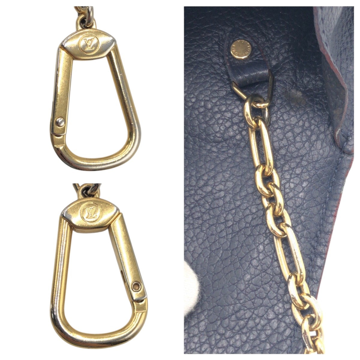 LOUIS VUITTON Coin case M62017 leather Navy Gold Metal Coin case Card Case Unisex Monogram Ann Platt Pochette Cle Marine Rouge Women(Unisex) Used Authentic