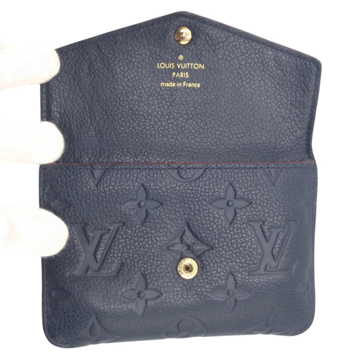 LOUIS VUITTON Coin case M62017 leather Navy Gold Metal Coin case Card Case Unisex Monogram Ann Platt Pochette Cle Marine Rouge Women(Unisex) Used Authentic