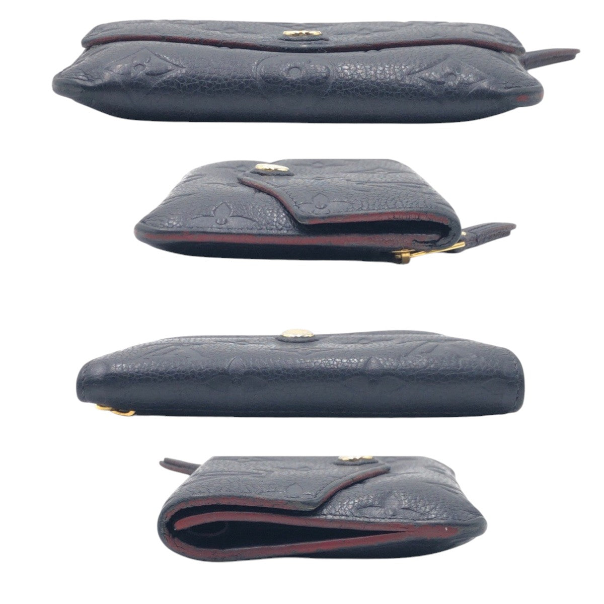 LOUIS VUITTON Coin case M62017 leather Navy Gold Metal Coin case Card Case Unisex Monogram Ann Platt Pochette Cle Marine Rouge Women(Unisex) Used Authentic