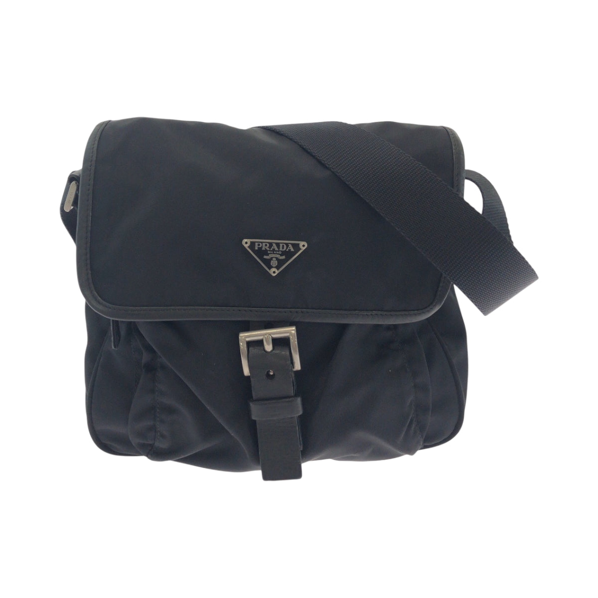 PRADA Shoulder Bag BT0173 Nylon Black SilverMetal Shoulder Bag Messenger bag Test Triangle With logo mens Used Authentic