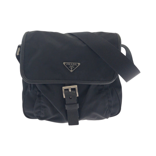 PRADA Shoulder Bag BT0173 Nylon Black SilverMetal Shoulder Bag Messenger bag Test Triangle With logo mens Used Authentic